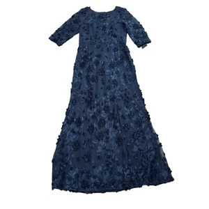 Alex Evening A-Line Rosette Lace Gown with Illusion 3/4 Sleeves Flower Wedding - Picture 1 of 20