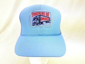 Vtg 1980s Truckers Of America Powder Blue Mesh Trucker Hat Snapback - Picture 1 of 6