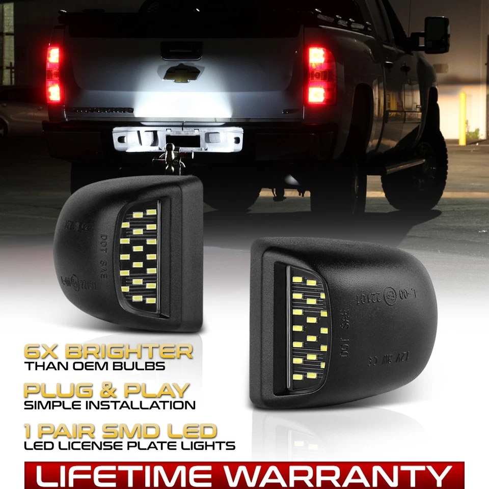 1999-2013 Chevy Silverado Avalanche BRIGHT SMD LED License Plate Lights Lamp SET Foto 1 de 4