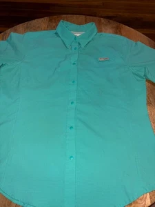 Columbia Vented Omni Shade PFG Polyester Shirt Green S/S Women’s Size large - Picture 1 of 8
