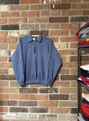 Sudadera Vintage Años 70 Años 80 Azul Naranja Puntada en Contraste Sears Cuarto Cremallera Foto 1 de 4