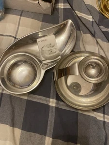 Nambe (mike Altoman)Platter & Bruntmor Chip&dip Bowl Stainless - Picture 1 of 12