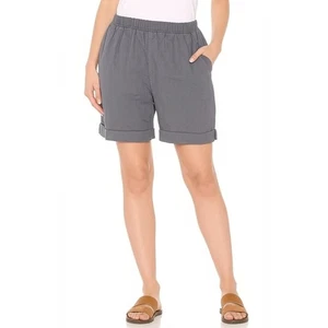 Nuevo con etiquetas Pantalones Cortos Gloria Vanderbilt Mujer XL Gris Azul Bermudas Cintura Elástica Lino - Imagen 1 de 6