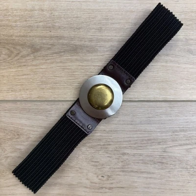 DVF Diane Von Furstenberg cinto preto fivela redonda moderno metal misto médio - Imagem 1 de 4