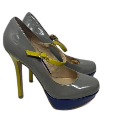Zapatos de tacón para mujer Steve Madden gris, azul y amarillo colorblock tigre 7,5 Foto 1 de 4