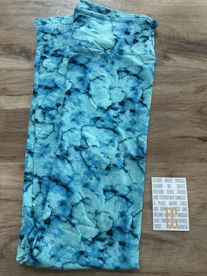 Nova Lançamento LuLaRoe TC Leggings Alta e Curvilínea Linda Estampa Nova Tintura Azul - Imagem 1 de 3