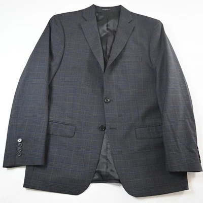 John Varvatos 42R Gray Plaid 100% Wool Mens Blazer Suit Jacket Sport Coat - Image 1 of 4