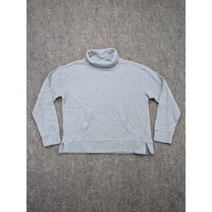 Faherty Women's Blue Waffle Knit Funnel Neck Pullover Sweatshirt Thermal Small - Picture 1 of 11