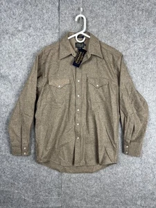 Camisa Pendleton Para Hombres Mediana Marrón Mezcla de Lana Cañón Perla Occidental Bolsillos a Presión - Imagen 1 de 11