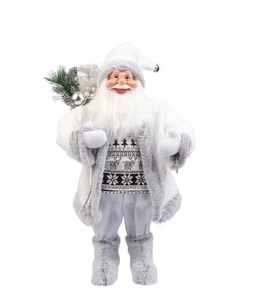 60cm Navidad Papá Noel Estatua Decoración Padre Blanco Plata Papá Noel Navidad - Imagen 1 de 1