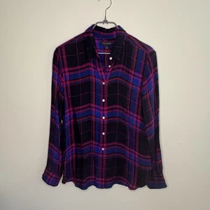 Banana Republic Damen Dillon Classic Fit Herbst Flanell Hemd Größe M Lila J4 - Bild 1 von 8
