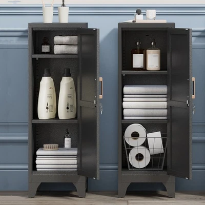 Mueble de piso de baño organizador de almacenamiento independiente estante cocina despensa gabinete Foto 1 de 4