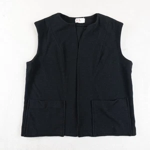Vintage R&K Knits Vest Womens Medium Black Sleeveless Pocket Classic 90s Sweater - Picture 1 of 15