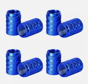8PCS Blue Bike Wheel Tyre Valve Air Dust Cap Stem Aluminum Car Tire Valve caps - Picture 1 of 5