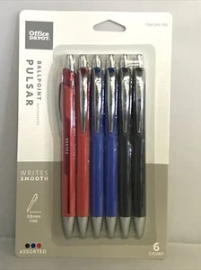 O.D.- Pulsar Retractable Ballpoint Pens, 0.8 mm, Medium Assorted Inks, 6 Count - Picture 1 of 4