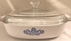 Corningware 8 1/2" Square Casserole With Lid Blue Cornflower - Picture 1 of 6
