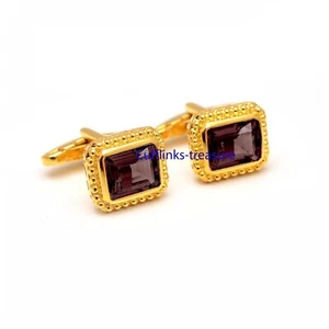 Natural Smoky Quartz Gemstones with 925 Sterling Silver Gold Plated Cufflinks #4 - Picture 1 of 3