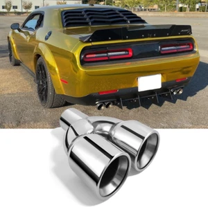 2.5" In 3.5" Outlet Dual Double Wall Exhaust Tips For Dodge Challenger 2006-2025 - Bild 1 von 14