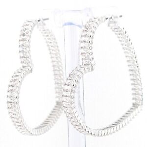 Swarovski Zirconia Matrix Hoop Earrings, Heart, Large, White, Rhodium 5647591