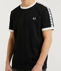 FRED PERRY TAPED RINGER T-SHIRT BLACK SY6348 102 NEW WITH TAGS SIZE M