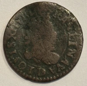 1615-D France Double Tournois, Louis XIII, Lyon Mint, G/VG, Slightly Bent - Picture 1 of 4