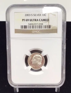 2003 S NGC PF69 Ultra Cameo Silver 10C  - Picture 1 of 2