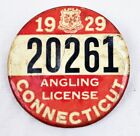1929 Connecticut Angling Fishing License Button No 20261