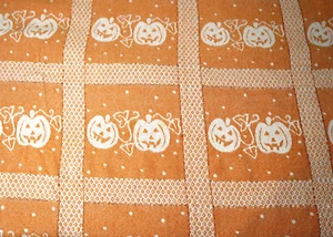 Fall Orange and White Pumpkin Print Table Cloth 64"  Round - Picture 1 of 2