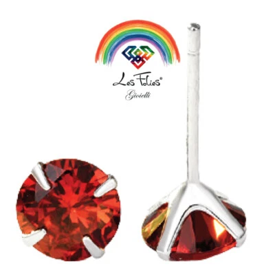 Coppia di Orecchini Punti Luce Rosso in argento 925 - Rainbow Collection - Immagine 1 di 4