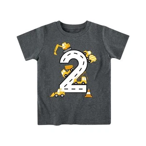 Toddler Boys Bulldozer T Shirt 2nd Construction Truck Print Tee Shirts Funny ... - Picture 1 of 5