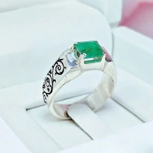 100% Natural Piedra Esmeralda Sawati Anillo Esmeralda Plata Esterlina Anillo Pureza 925 - Imagen 1 de 3