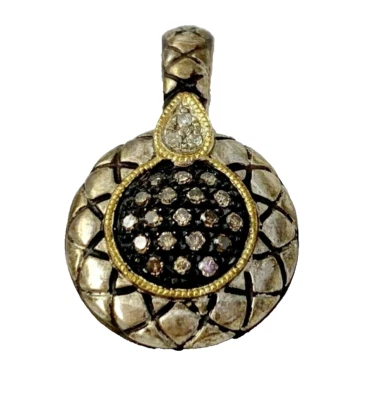 Sterling Silver Two Tone Brown Diamond Round Dainty Pendant by Olivia - Image 1 of 4