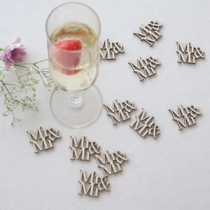 Mr & Mr / Mrs & Mrs chic boho wooden table confetti for civil partnership - Picture 1 of 7