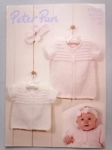 BABY SH/SL. CARDIGAN & HEADBAND, 46-61cm 8ply - PETER PAN Knitting Pattern 1175 - Picture 1 of 6