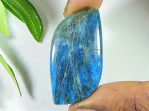 51Ct Genuine Neon Blue Apatite Fancy Crystal Cabochon Loose Gemstone 21X41MM Z58 - Picture 1 of 9