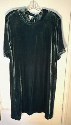Vestido Eileen Fisher Verde Atado Terciopelo Mezcla Seda Cuello Simulado Talla M Foto 1 de 4