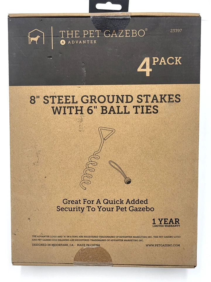 Advantek Steel Ground Stakes For Pet Gazebo 8" with 6" Ball Ties *All Sizes - Image 1 of 1