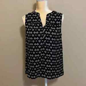 Skies Are Blue Black and White Patterned Top Size S
