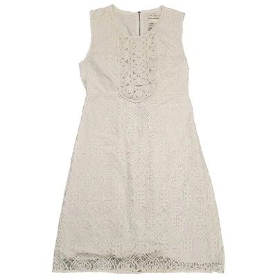 Vestido Vaina M.S.P Max Studio Sin Mangas Corto Cremallera Blanco Crochet Encaje L Foto 1 de 4