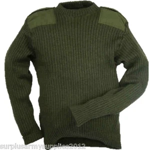 BRITISH ARMY ISSUED GREEN PULLOVER WOOL COMMANDO JUMPER HUNTING SHOOTING JERSEY - Picture 1 of 1
