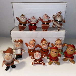 Vintage Weihnachtsmann Blasform hohl Kunststoff Ornamente Hongkong Japan Lot 12 Figuren - Bild 1 von 24