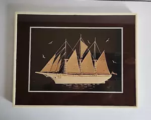 Vintage handgefertigt Holz Maritim Schiff Boot Anker Segel 5"x7" Schattenkasten 1C - Bild 1 von 8