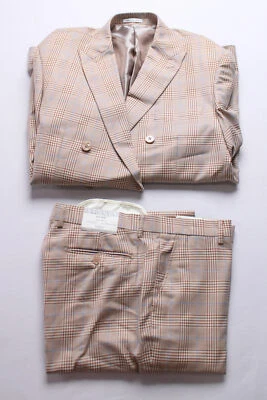 Traje de Iglesia Vinci Para Hombre Doble Pecho a Cuadros CD4 Beige Talla 42L/36W Nuevo con Etiquetas Foto 1 de 4