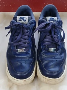 Vintage Nike Air Force 1 Low Top Men's Trainers Navy Leather Size 6.5 UK VGC - Picture 1 of 24