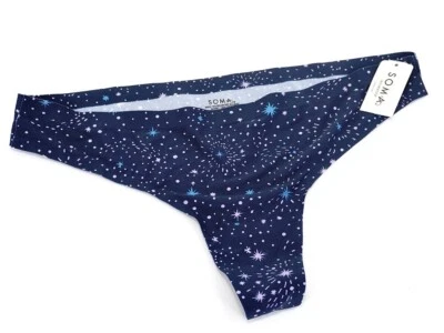 Soma Intimates Enbliss Soft Stretch Thong ~Stargazer Navy Violet~ Size: L [NWT] - Image 1 of 3