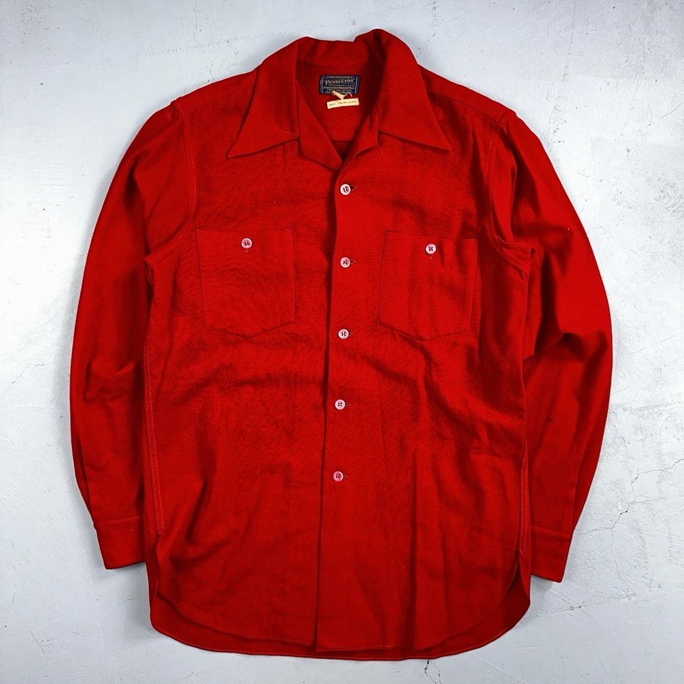 Pendleton Años 30 De Colección Camisa de Lana Chaqueta Manga Larga Roja Básica Rosa Botones Años 30 40 Foto 1 de 4