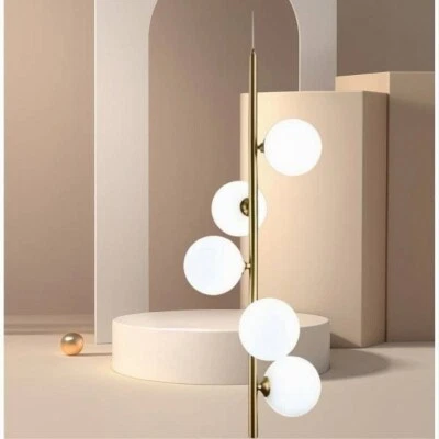 Lampadario A Sospensione Bronzo 5 Sfere Lampada Soffitto Con Stelo Verticale A95 - Immagine 1 di 4