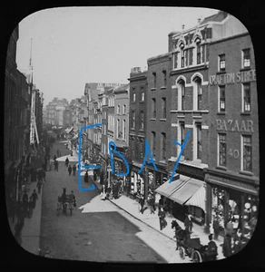 GRAFTON STREET DUBLIN IRELAND C1890 VICTORIAN Magic Lantern Slide PHOTOGRAPH - Picture 1 of 5