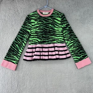 Women's Kenzo x HM Green/Pink Tiger Pattern Knit Sweater Size S - Picture 1 of 6