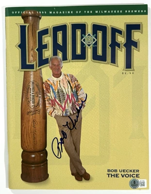 Bob Uecker signed Milwaukee Brewers Magazine 1995 Leadoff beckett coa - Image 1 of 4